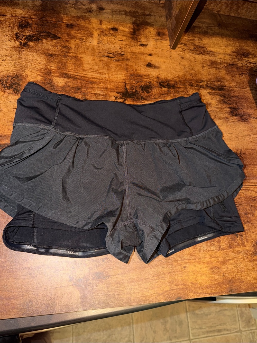lululemon athletica Black Layered Running Shorts-older style